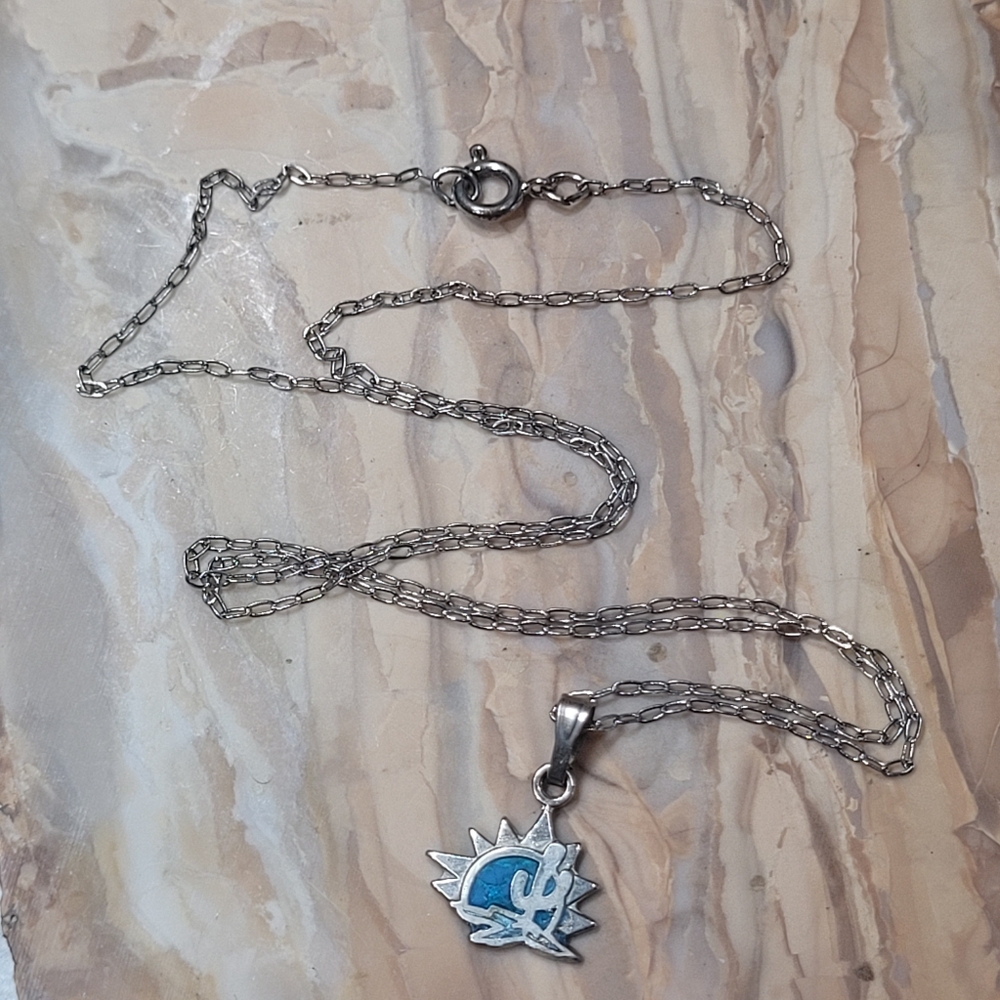 Sun and cactus little Pendant Necklace.